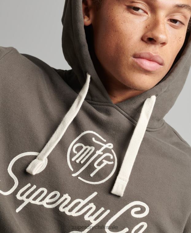hombres Superdry gris oscuro sudadera con capucha diseñada y confeccionada 2R68Z815