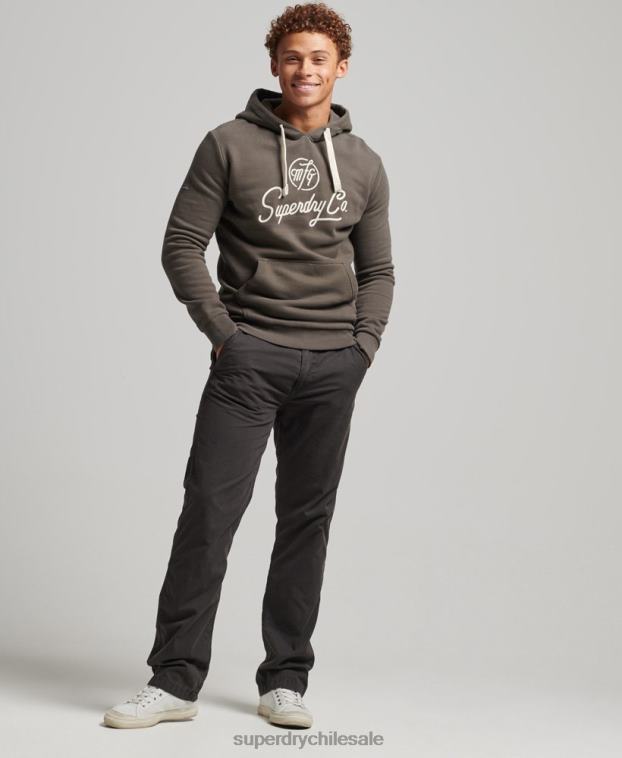 hombres Superdry gris oscuro sudadera con capucha diseñada y confeccionada 2R68Z815