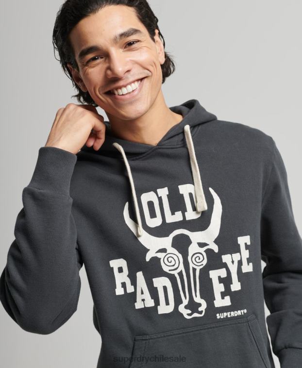 hombres Superdry gris oscuro sudadera con capucha estilo ranchero de surf vintage 2R68Z860