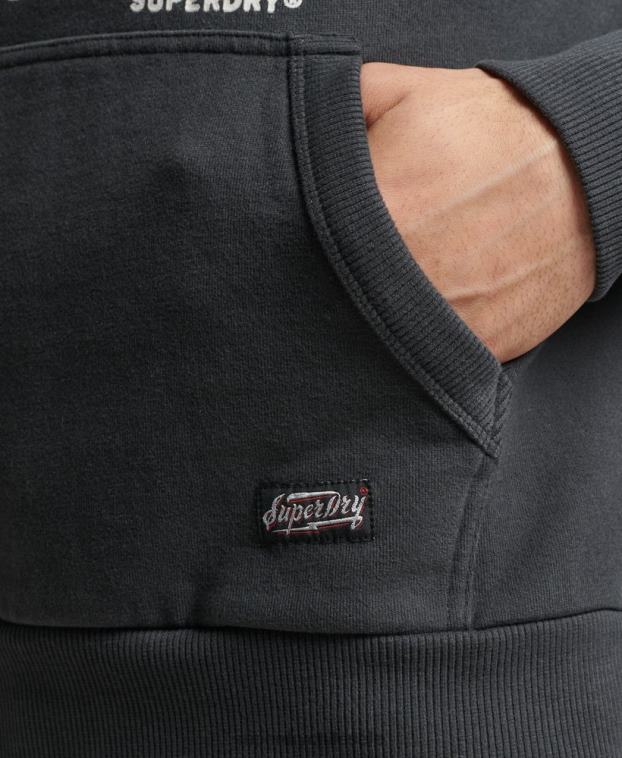 hombres Superdry gris oscuro sudadera con capucha estilo ranchero de surf vintage 2R68Z860