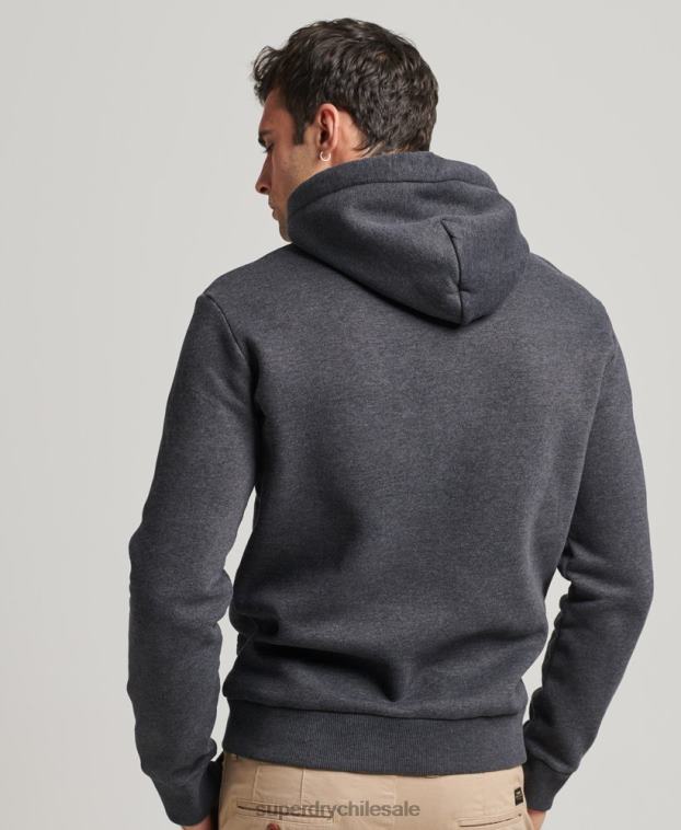 hombres Superdry gris oscuro sudadera con capucha universitaria estilo script vintage 2R68Z5200