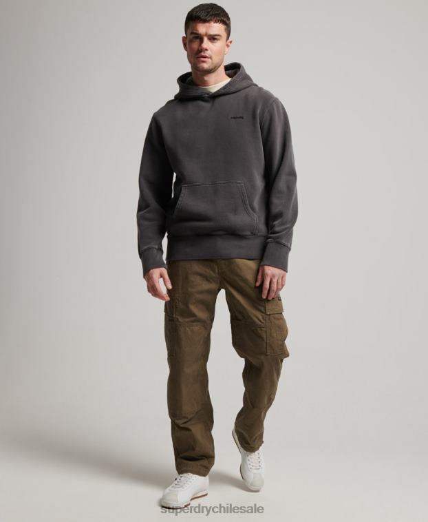 hombres Superdry gris oscuro sudadera con capucha vintage lavada 2R68Z613