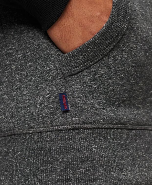 hombres Superdry gris oscuro sudadera con capucha y cremallera de béisbol con logo esencial de algodón orgánico 2R68Z671