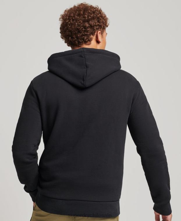 hombres Superdry gris oscuro sudadera con capucha y logo de rayo vintage 2R68Z5166