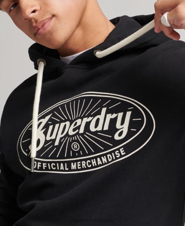 hombres Superdry gris oscuro sudadera con capucha y logo de rayo vintage 2R68Z5166