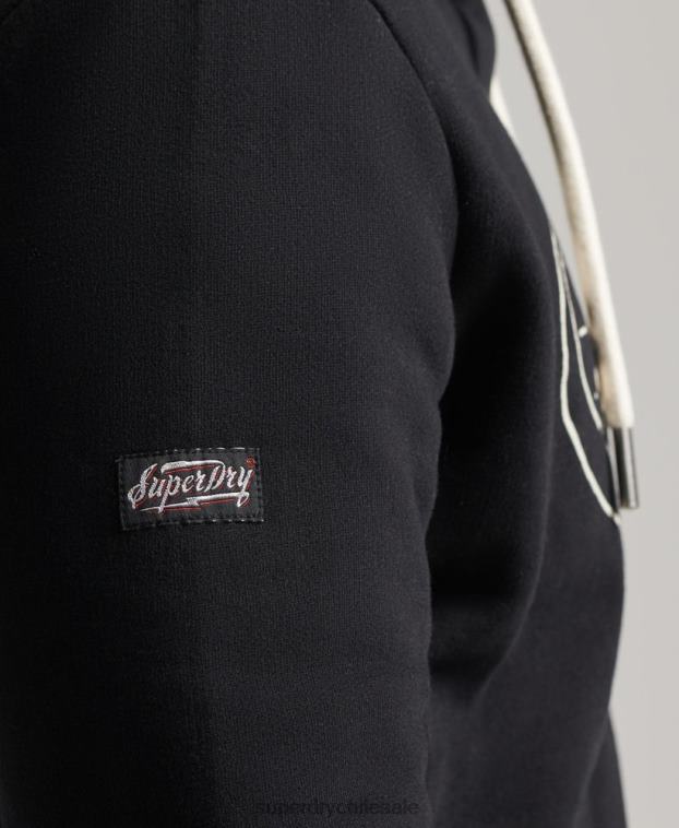 hombres Superdry gris oscuro sudadera con capucha y logo de rayo vintage 2R68Z5166