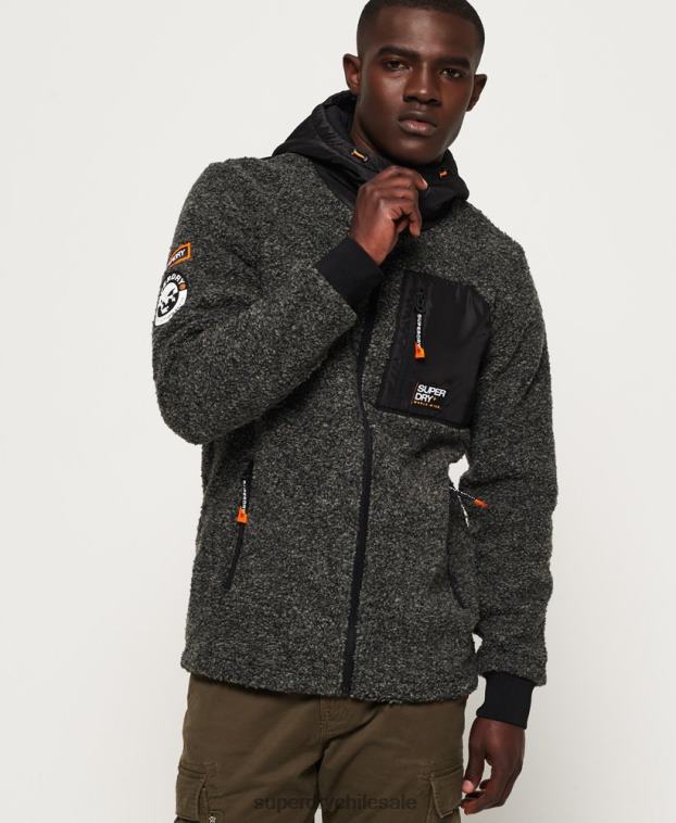 hombres Superdry gris oscuro sudadera con cremallera y sherpa de montaña 2R68Z5219