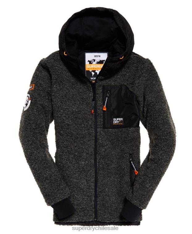 hombres Superdry gris oscuro sudadera con cremallera y sherpa de montaña 2R68Z5219