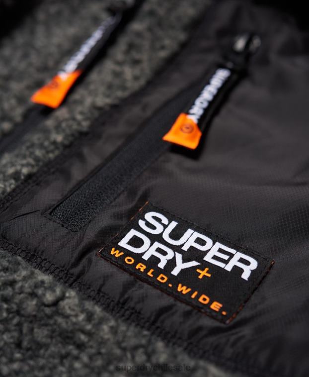 hombres Superdry gris oscuro sudadera con cremallera y sherpa de montaña 2R68Z5219