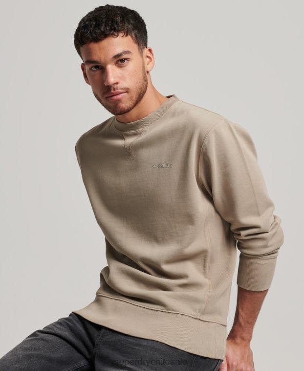 hombres Superdry gris oscuro sudadera con cuello redondo Code Essential sobreteñida 2R68Z608