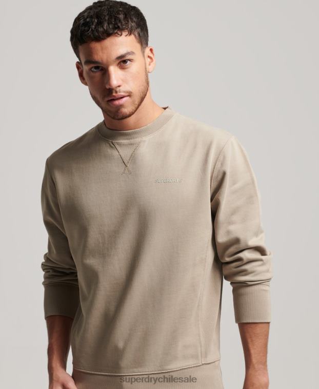 hombres Superdry gris oscuro sudadera con cuello redondo Code Essential sobreteñida 2R68Z608