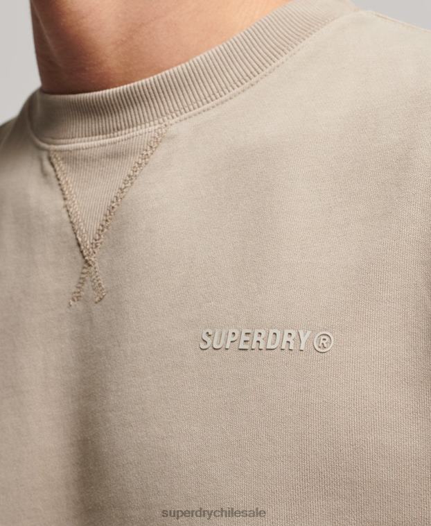 hombres Superdry gris oscuro sudadera con cuello redondo Code Essential sobreteñida 2R68Z608