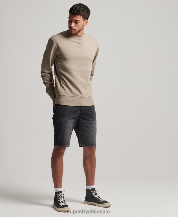 hombres Superdry gris oscuro sudadera con cuello redondo Code Essential sobreteñida 2R68Z608