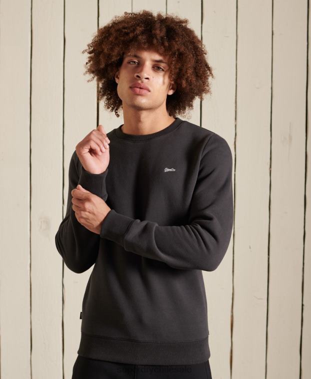hombres Superdry gris oscuro sudadera con cuello redondo y logo bordado 2R68Z5214