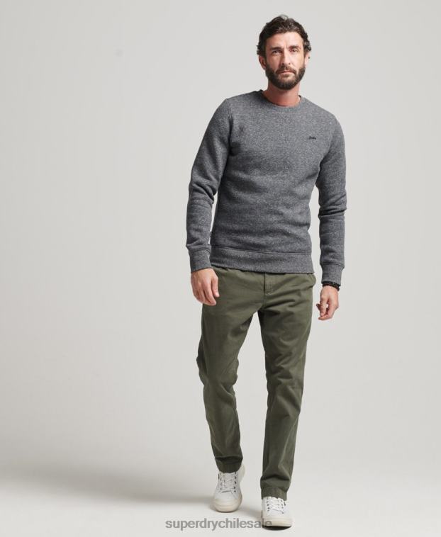 hombres Superdry gris oscuro sudadera con cuello redondo y logo esencial de algodón orgánico 2R68Z5226