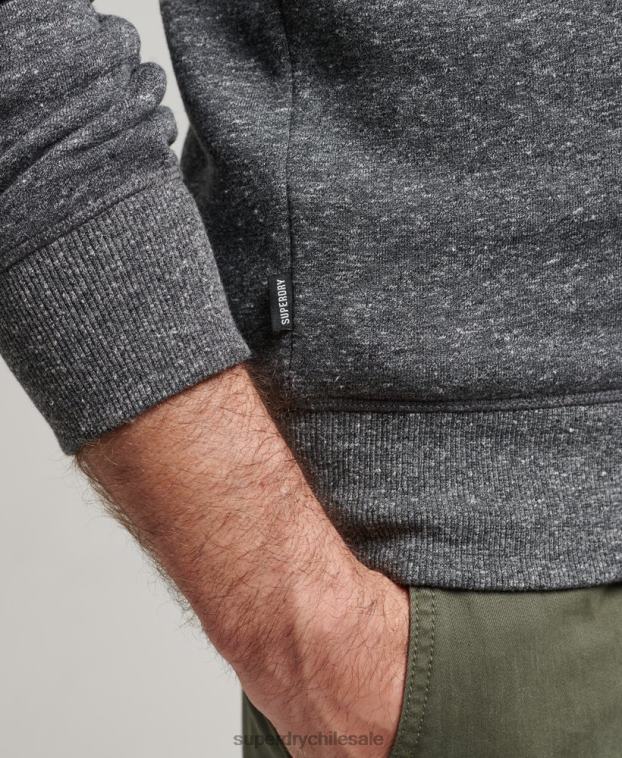 hombres Superdry gris oscuro sudadera con cuello redondo y logo esencial de algodón orgánico 2R68Z5226