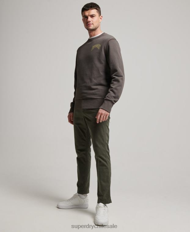 hombres Superdry gris oscuro sudadera con estampado de criaturas 2R68Z565
