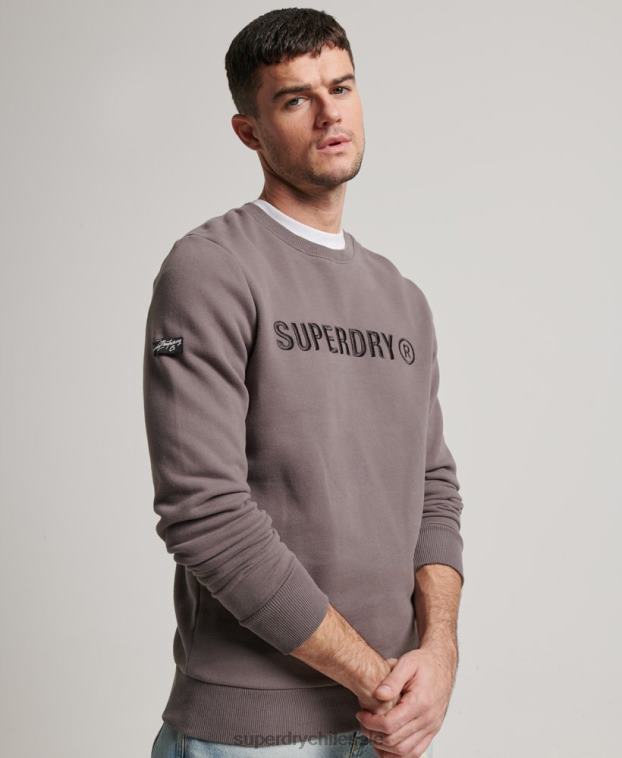 hombres Superdry gris oscuro sudadera con logo de corporación 2R68Z5203