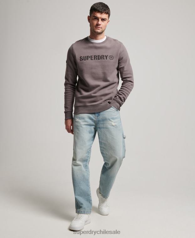 hombres Superdry gris oscuro sudadera con logo de corporación 2R68Z5203