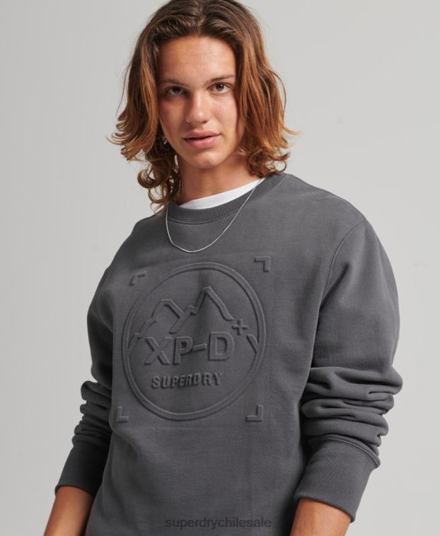 hombres Superdry gris oscuro sudadera holgada de expedición 2R68Z5000