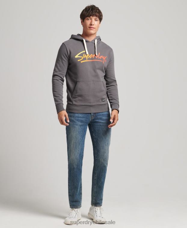 hombres Superdry gris oscuro sudadera vintage con motivo del centro 2R68Z4998