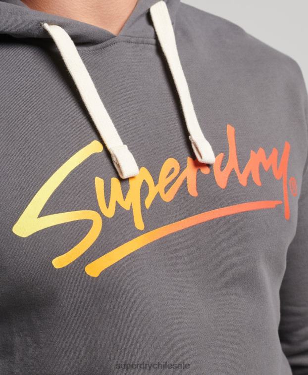 hombres Superdry gris oscuro sudadera vintage con motivo del centro 2R68Z4998