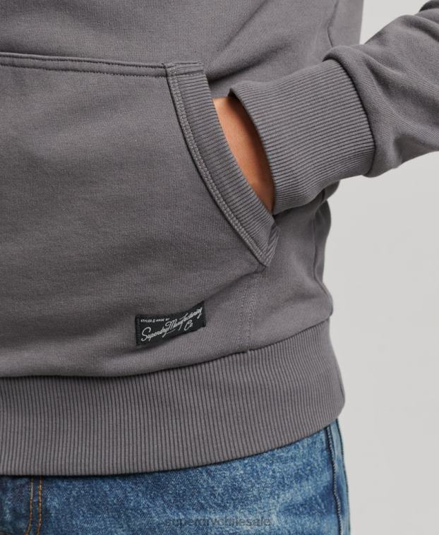 hombres Superdry gris oscuro sudadera vintage con motivo del centro 2R68Z4998