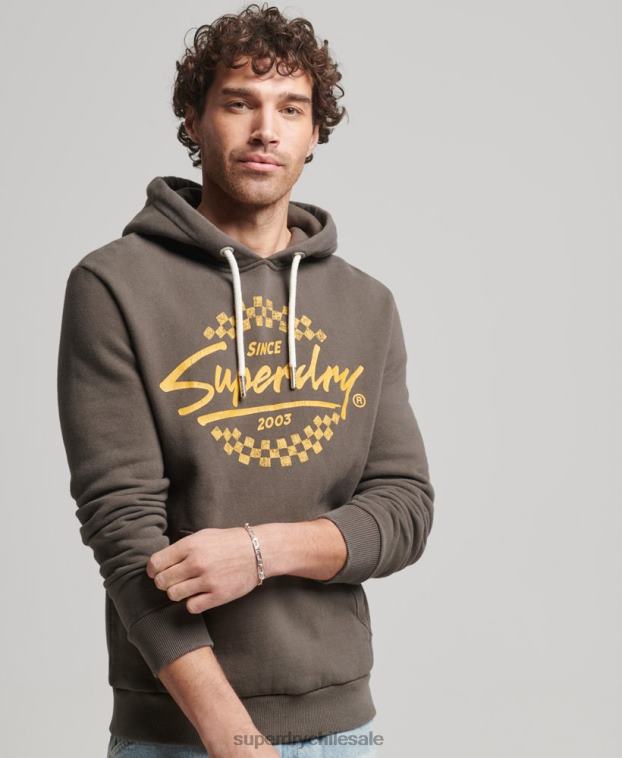 hombres Superdry gris oscuro sudadera vintage de modeladores y creadores 2R68Z609