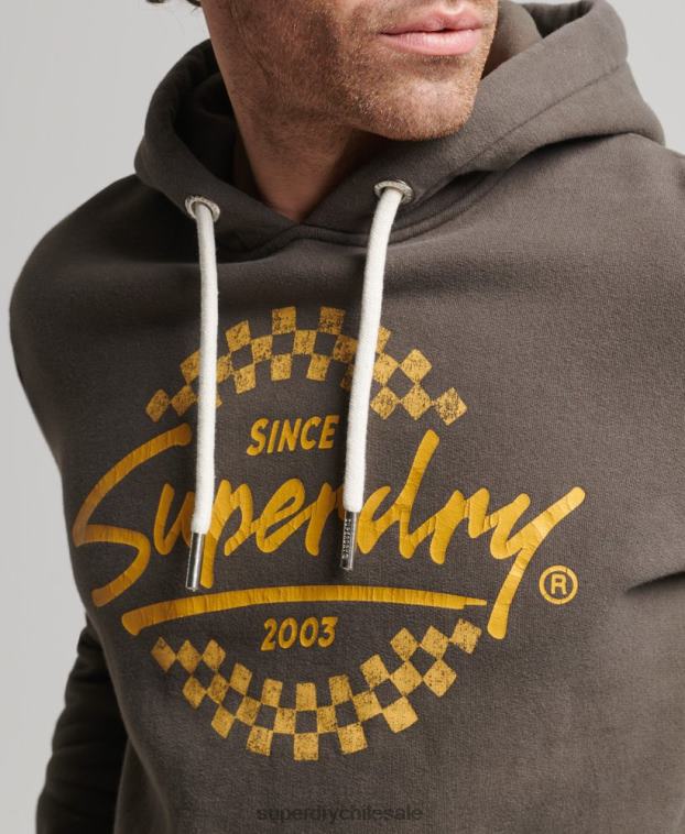 hombres Superdry gris oscuro sudadera vintage de modeladores y creadores 2R68Z609