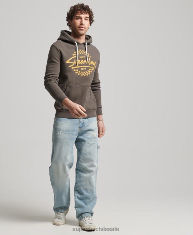 hombres Superdry gris oscuro sudadera vintage de modeladores y creadores 2R68Z609