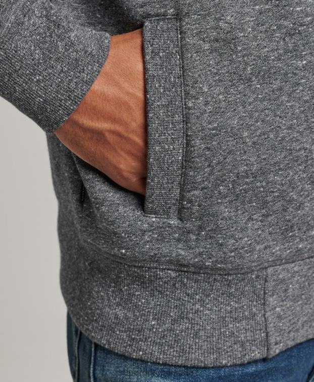 hombres Superdry gris oscuro top deportivo de algodón orgánico con cremallera y logo vintage 2R68Z5010