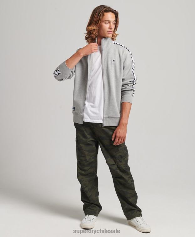 hombres Superdry gris parte superior de la pista de cinta 2R68Z5016