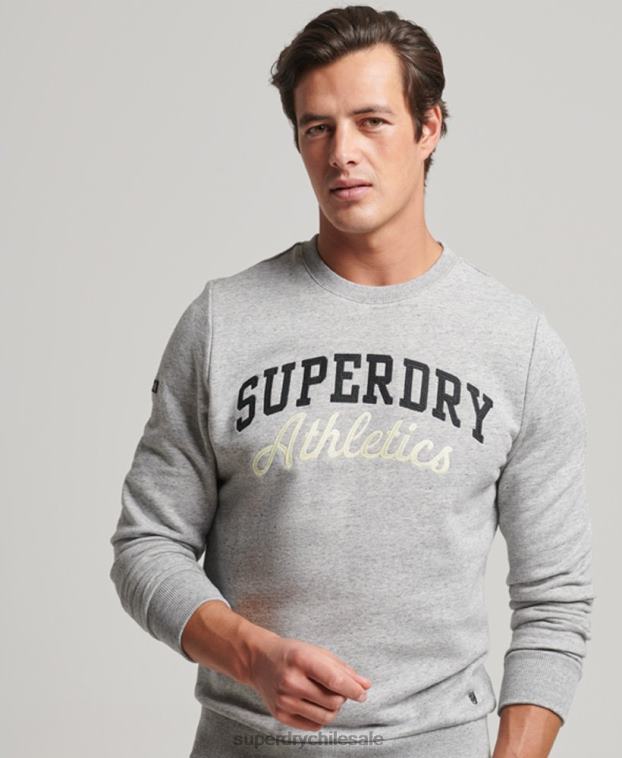 hombres Superdry gris sudadera atlética de gimnasia vintage 2R68Z687