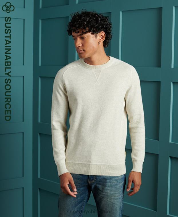 hombres Superdry gris sudadera básica de algodón con cuello redondo 2R68Z5344