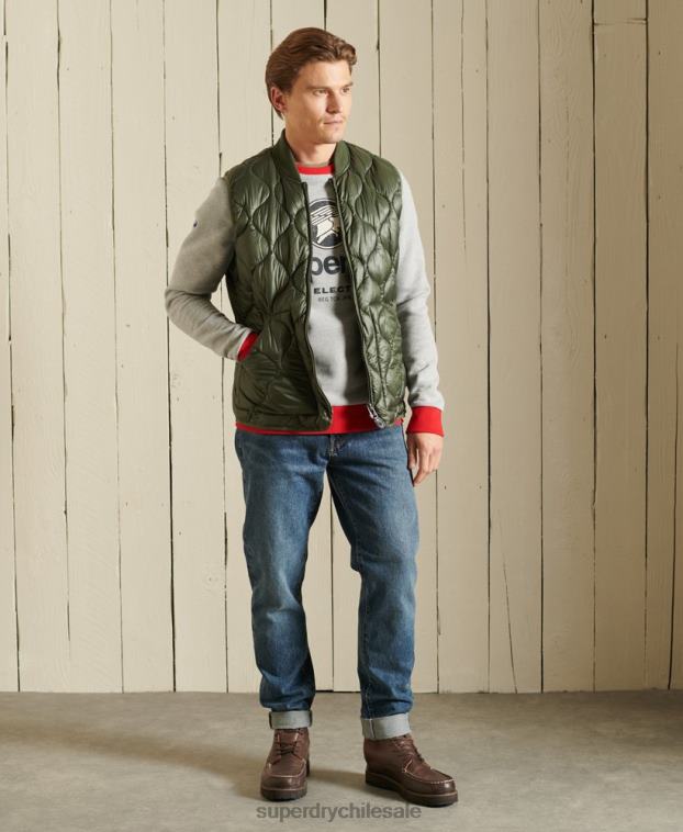 hombres Superdry gris sudadera clásica americana con cuello redondo y logo central 2R68Z5232