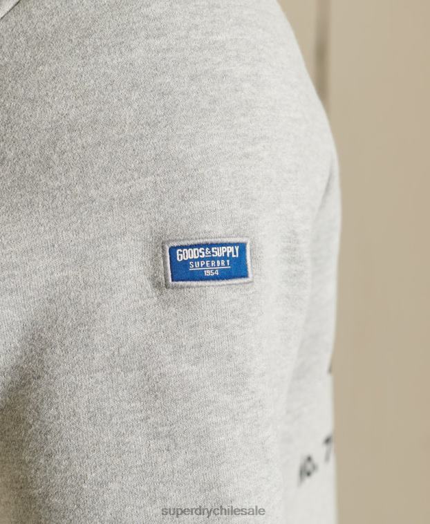 hombres Superdry gris sudadera clásica americana con cuello redondo y logo central 2R68Z5232