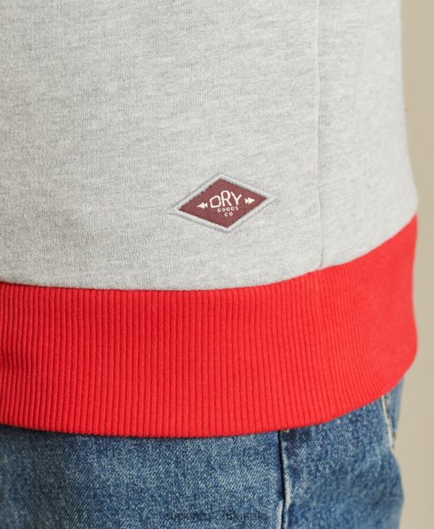 hombres Superdry gris sudadera clásica americana con cuello redondo y logo central 2R68Z5232