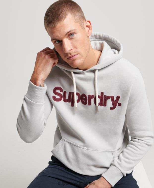 hombres Superdry gris sudadera con capucha clásica con logo vintage 2R68Z531