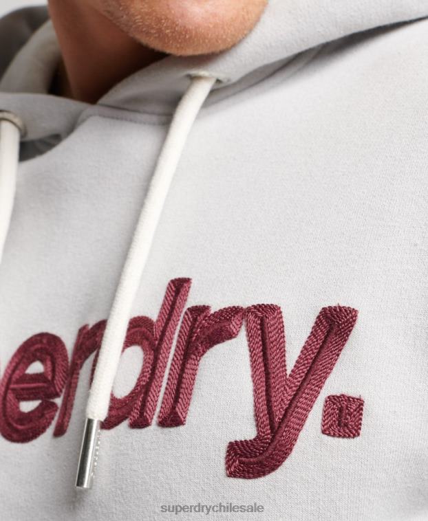 hombres Superdry gris sudadera con capucha clásica con logo vintage 2R68Z531
