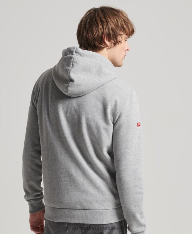 hombres Superdry gris sudadera con capucha clásica de la tienda del logo vintage 2R68Z502