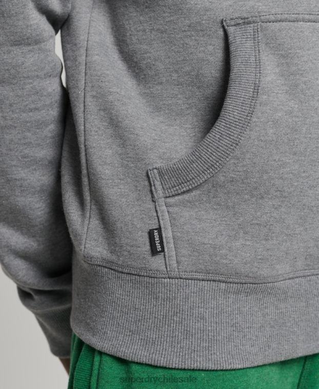 hombres Superdry gris sudadera con capucha de algodón orgánico con logo vintage bordado 2R68Z5104