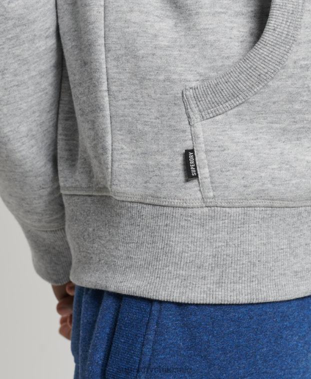 hombres Superdry gris sudadera con capucha de algodón orgánico con logo vintage bordado 2R68Z644