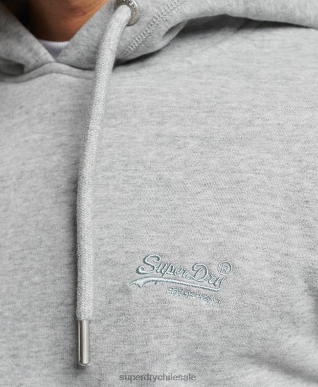 hombres Superdry gris sudadera con capucha de algodón orgánico con logo vintage bordado 2R68Z645