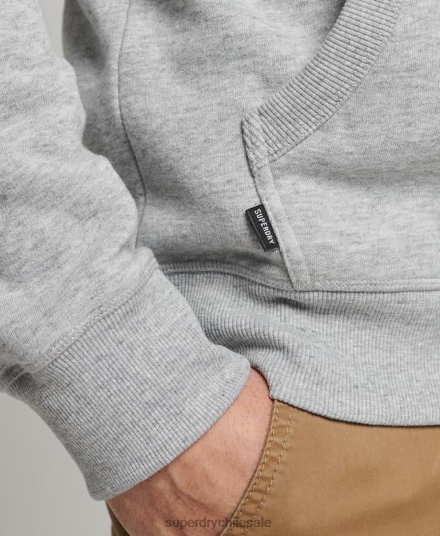 hombres Superdry gris sudadera con capucha de algodón orgánico con logo vintage bordado 2R68Z645