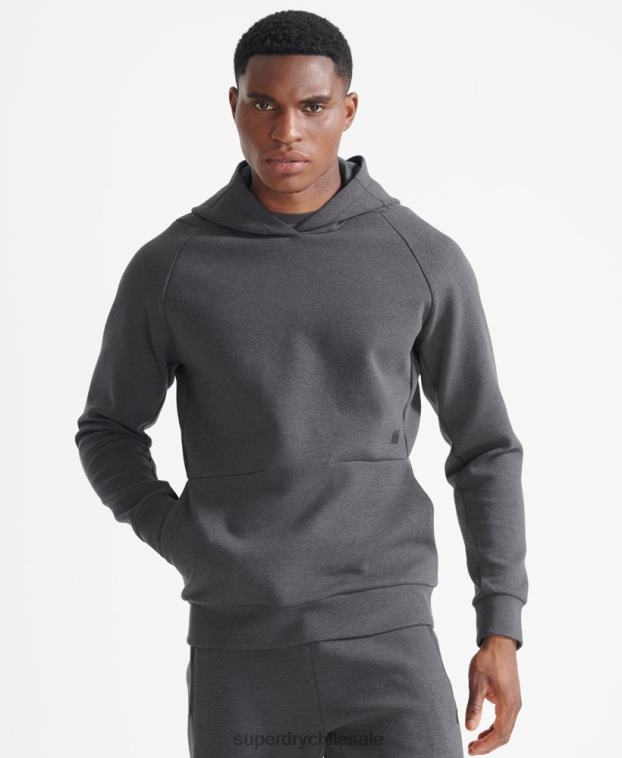 hombres Superdry gris sudadera con capucha de rendimiento de tren 2R68Z5376