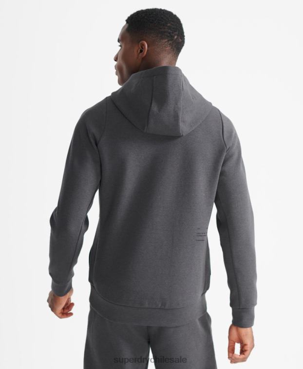 hombres Superdry gris sudadera con capucha de rendimiento de tren 2R68Z5376