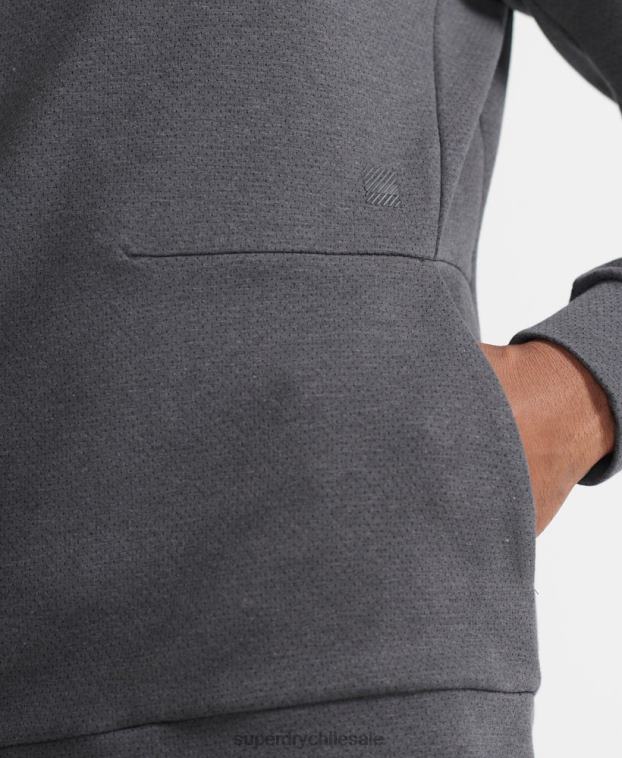 hombres Superdry gris sudadera con capucha de rendimiento de tren 2R68Z5376
