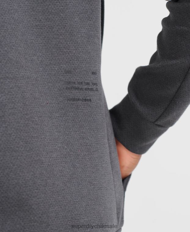 hombres Superdry gris sudadera con capucha de rendimiento de tren 2R68Z5376