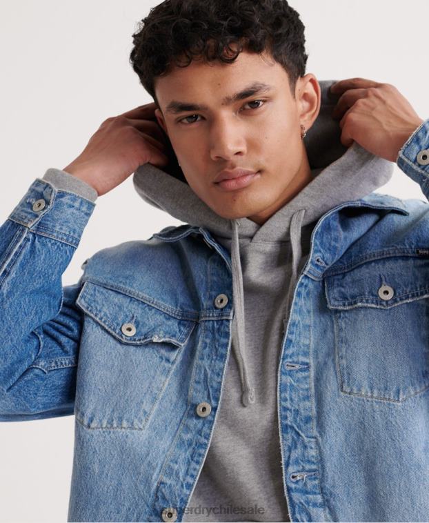 hombres Superdry gris sudadera con capucha de superestado 2R68Z902