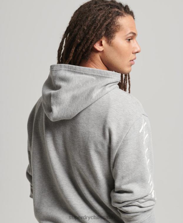 hombres Superdry gris sudadera con capucha deportiva code core 2R68Z5007